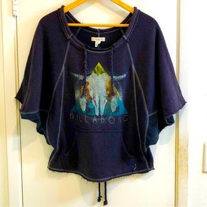Billabong Bull Scull Feathers Pyramid Corset Sweatshirt Dolman sleeve Size Small